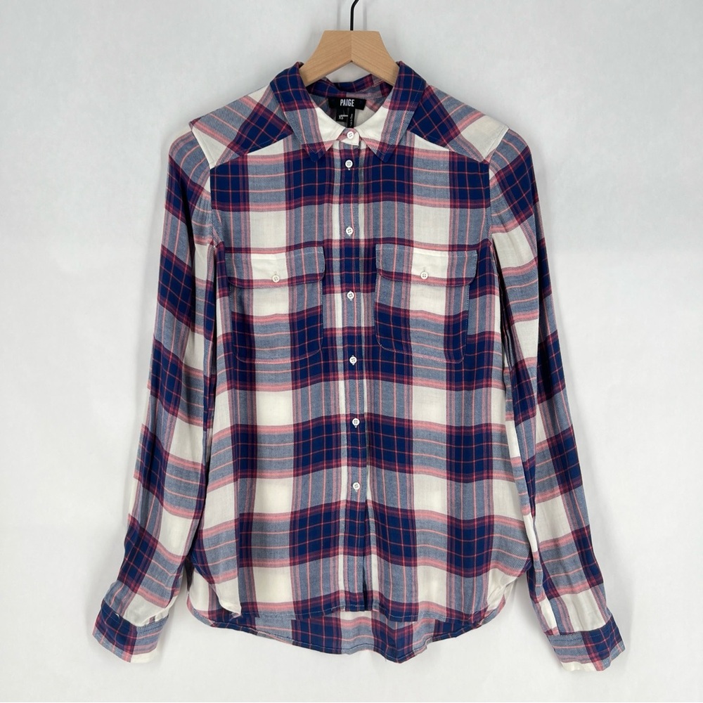 PAIGE Trudy Shirt Soft Plaid Casual Button Front‎ XS - Picture 2 of 16
